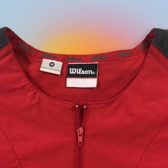 WILSON BASEBALL Men’s Red Gray Warm Up Jacket - Picture 2 of 4